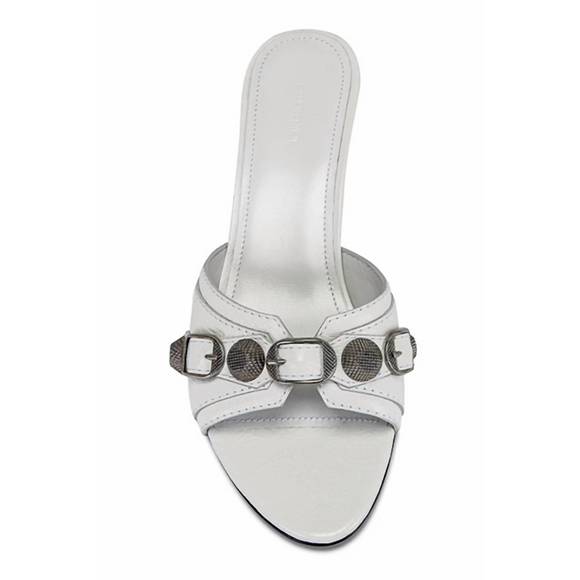 NEW BALENCIAGA cagole mule sandal in white & palladium - Picture 2 of 4